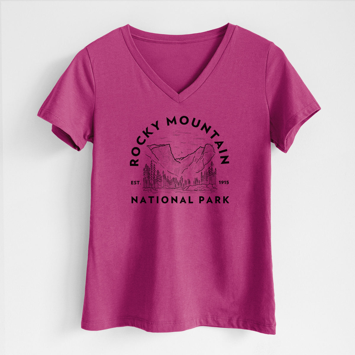 Rocky Mountain National Park - Women's Lightweight Relaxed Fit 100% Cotton V-neck