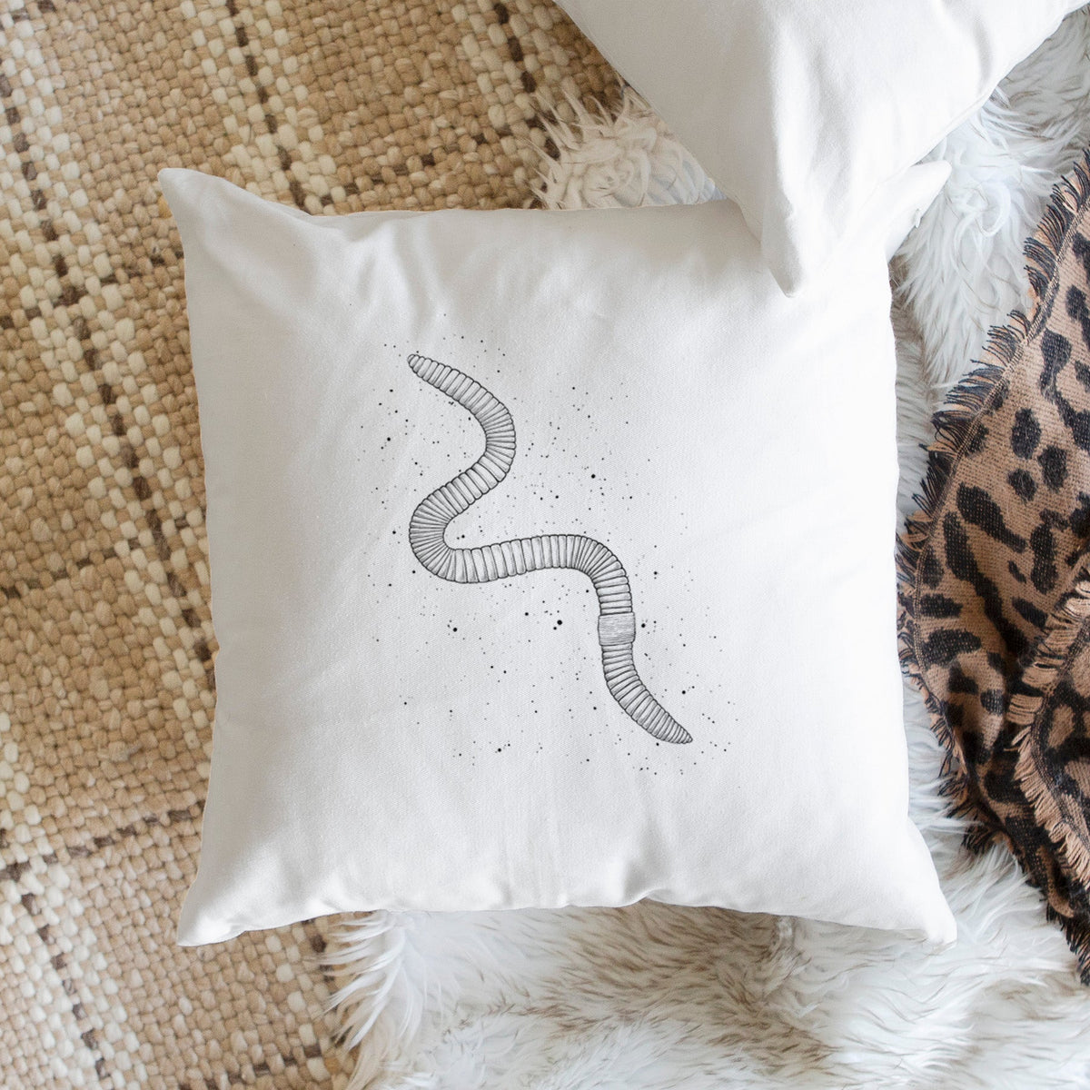 Common Earthworm - Nightcrawler - Lumbricus terrestris - Throw Pillow Cover