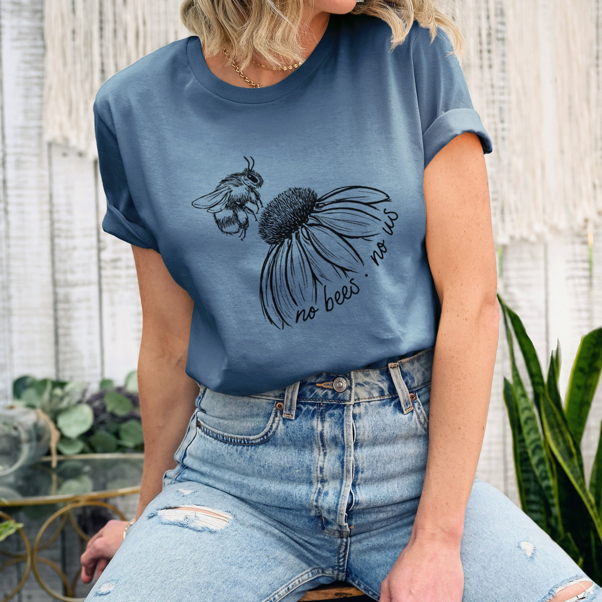 No Bees No Us - Lightweight 100% Cotton Unisex Crewneck