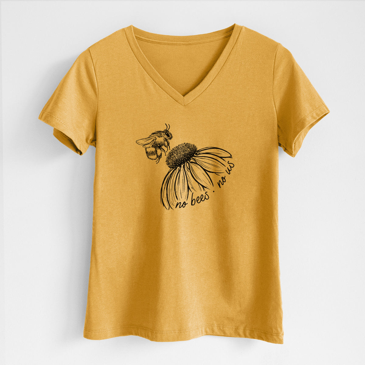 No Bees No Us - Women's Lightweight Relaxed Fit 100% Cotton V-neck