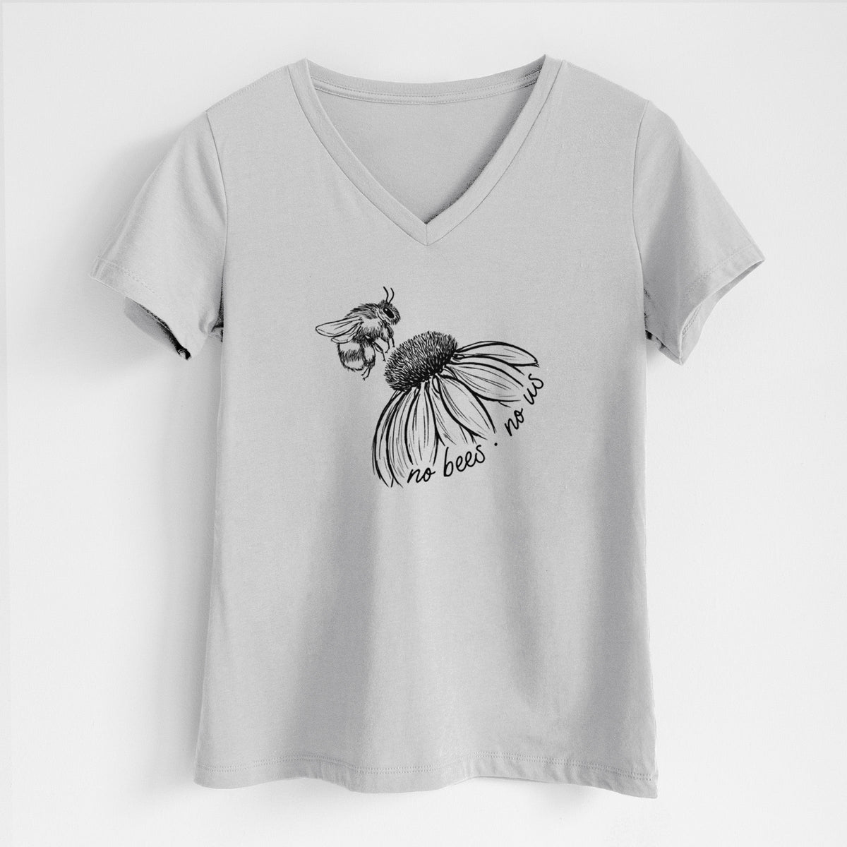 No Bees No Us - Women's Lightweight Relaxed Fit 100% Cotton V-neck
