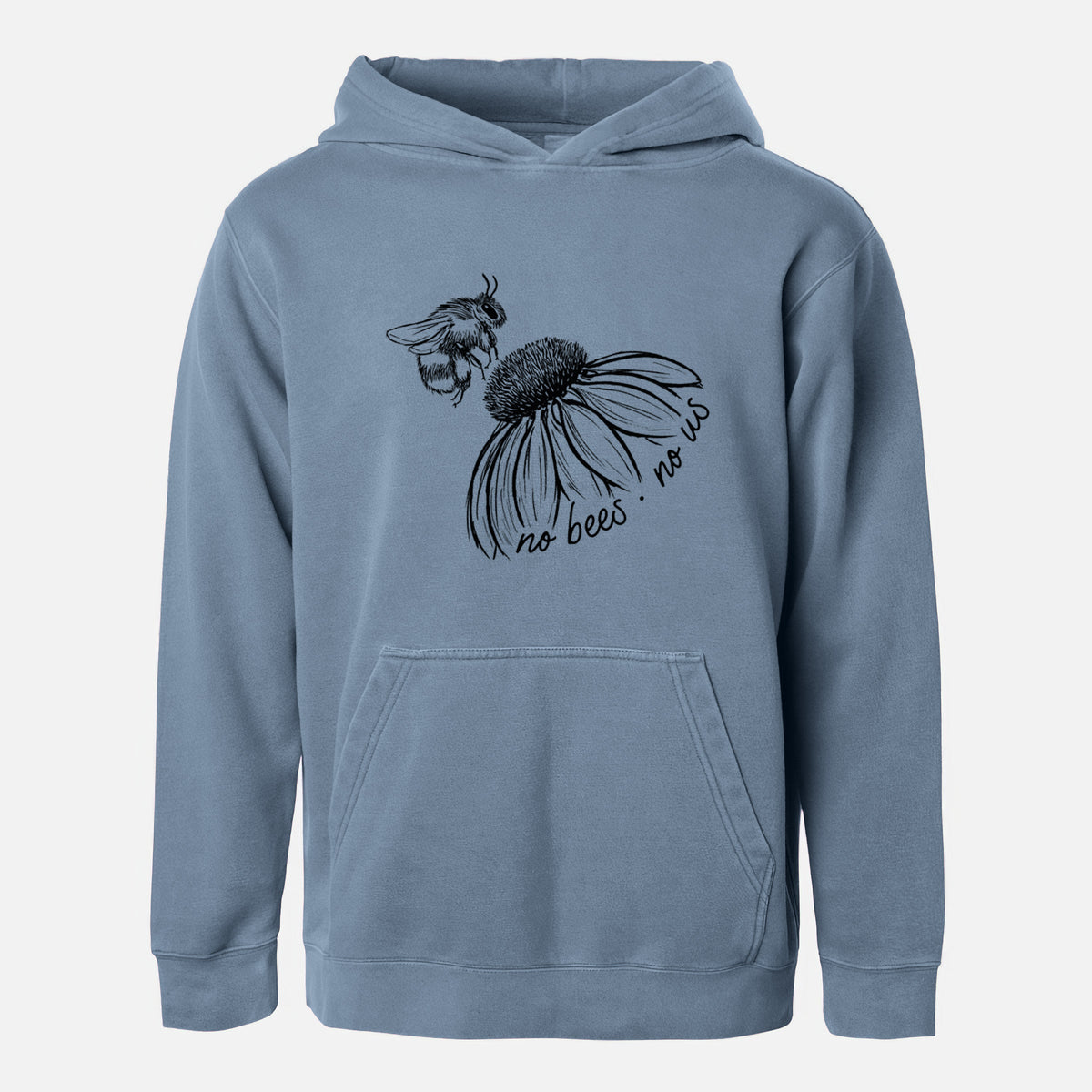No Bees No Us - Youth Pigment Dyed Hoodie