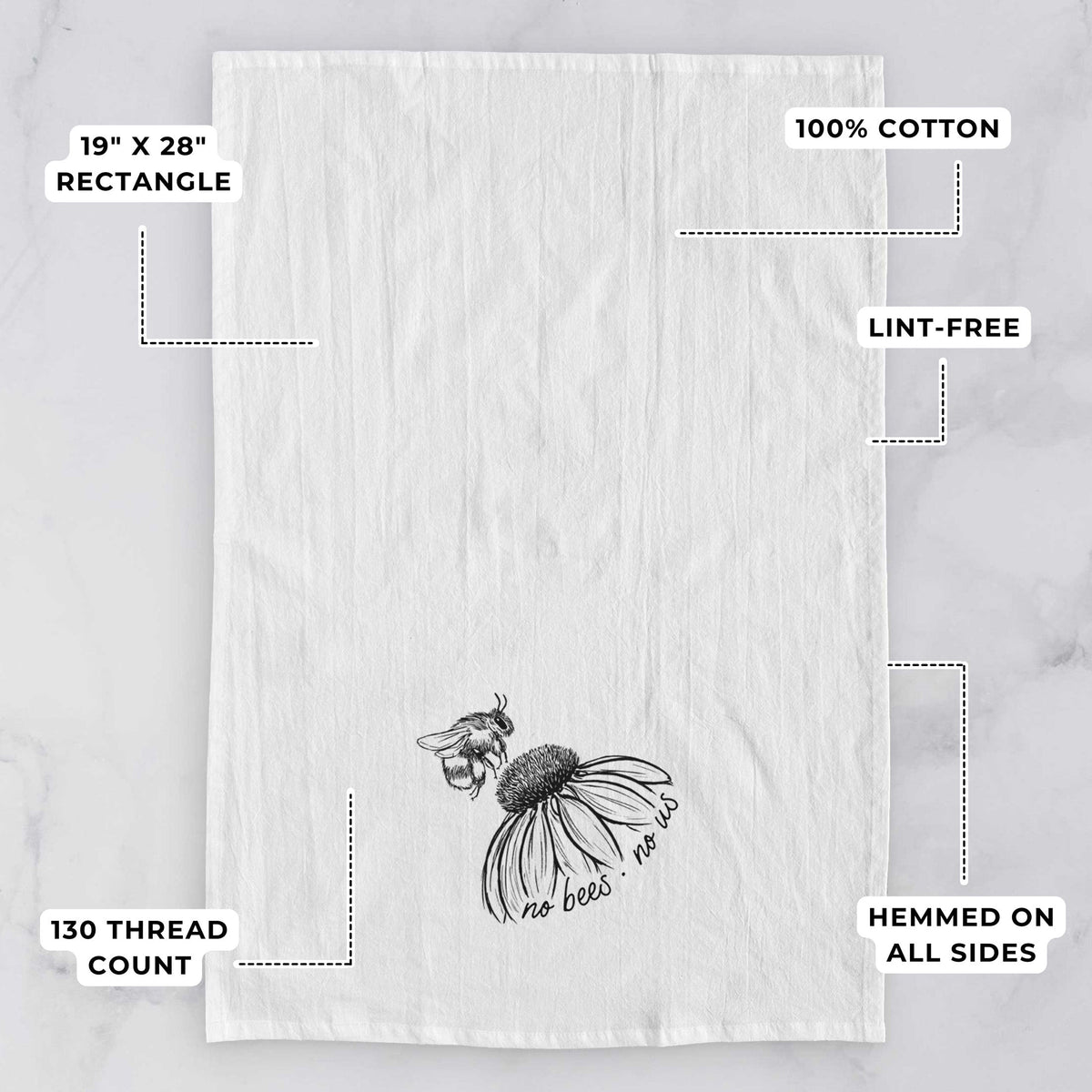 No Bees No Us Tea Towel