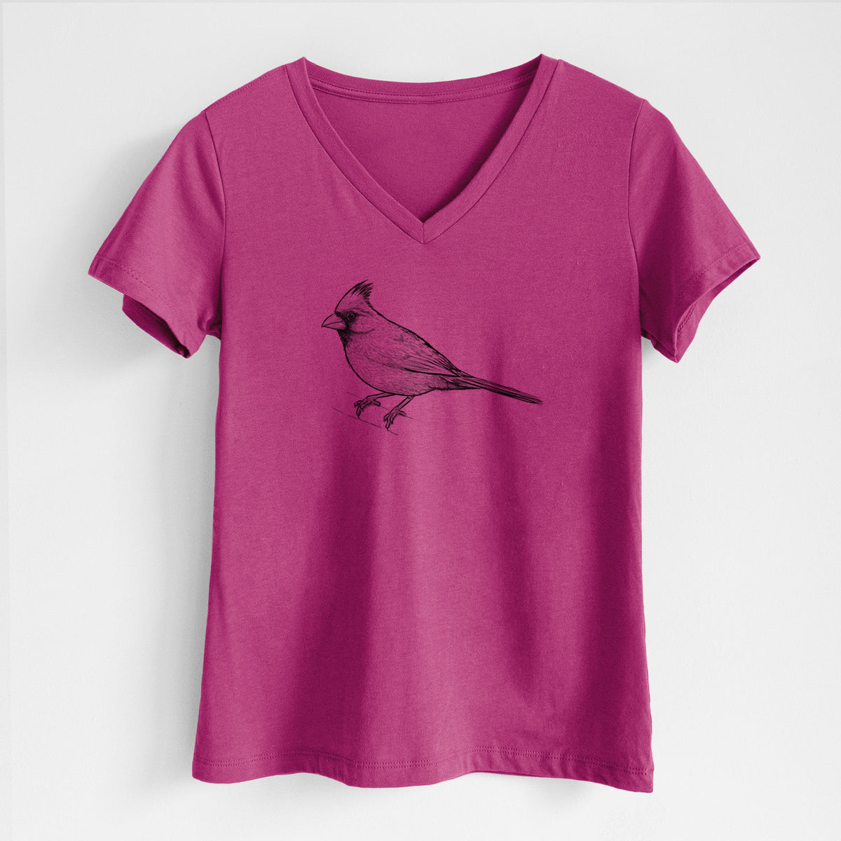 Northern Cardinal - Cardinalis cardinalis - Women's Lightweight Relaxed Fit 100% Cotton V-neck