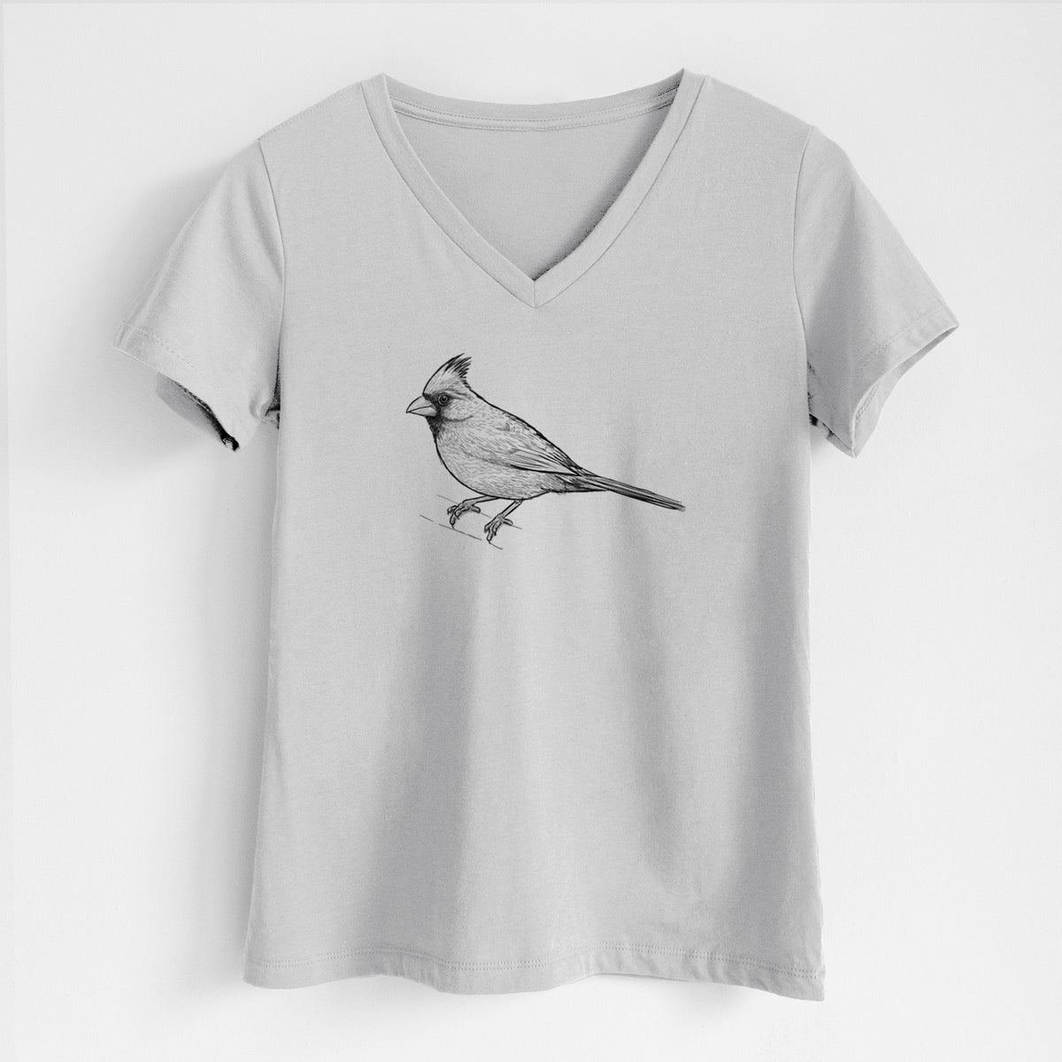 Northern Cardinal - Cardinalis cardinalis - Women's Lightweight Relaxed Fit 100% Cotton V-neck