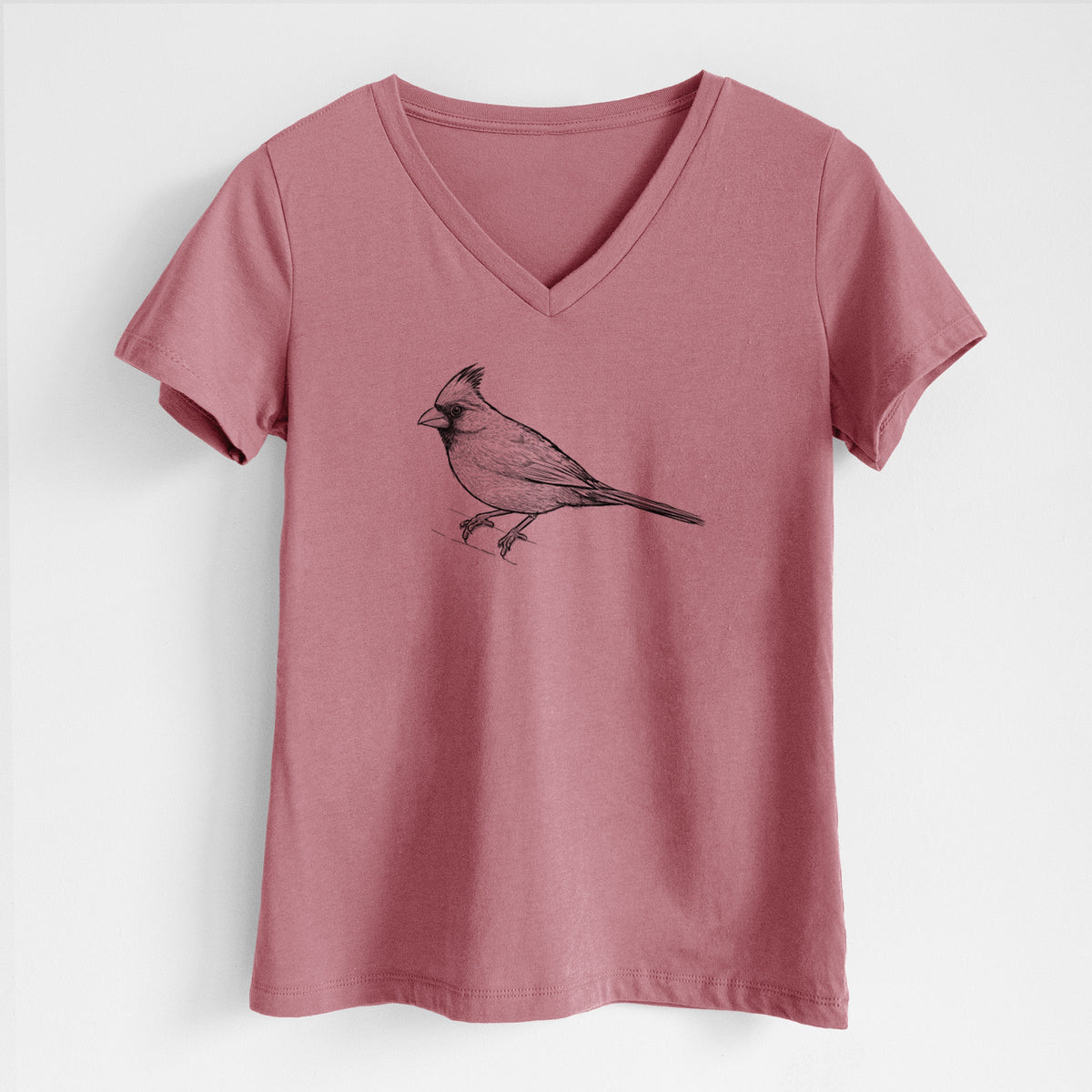 Northern Cardinal - Cardinalis cardinalis - Women's Lightweight Relaxed Fit 100% Cotton V-neck