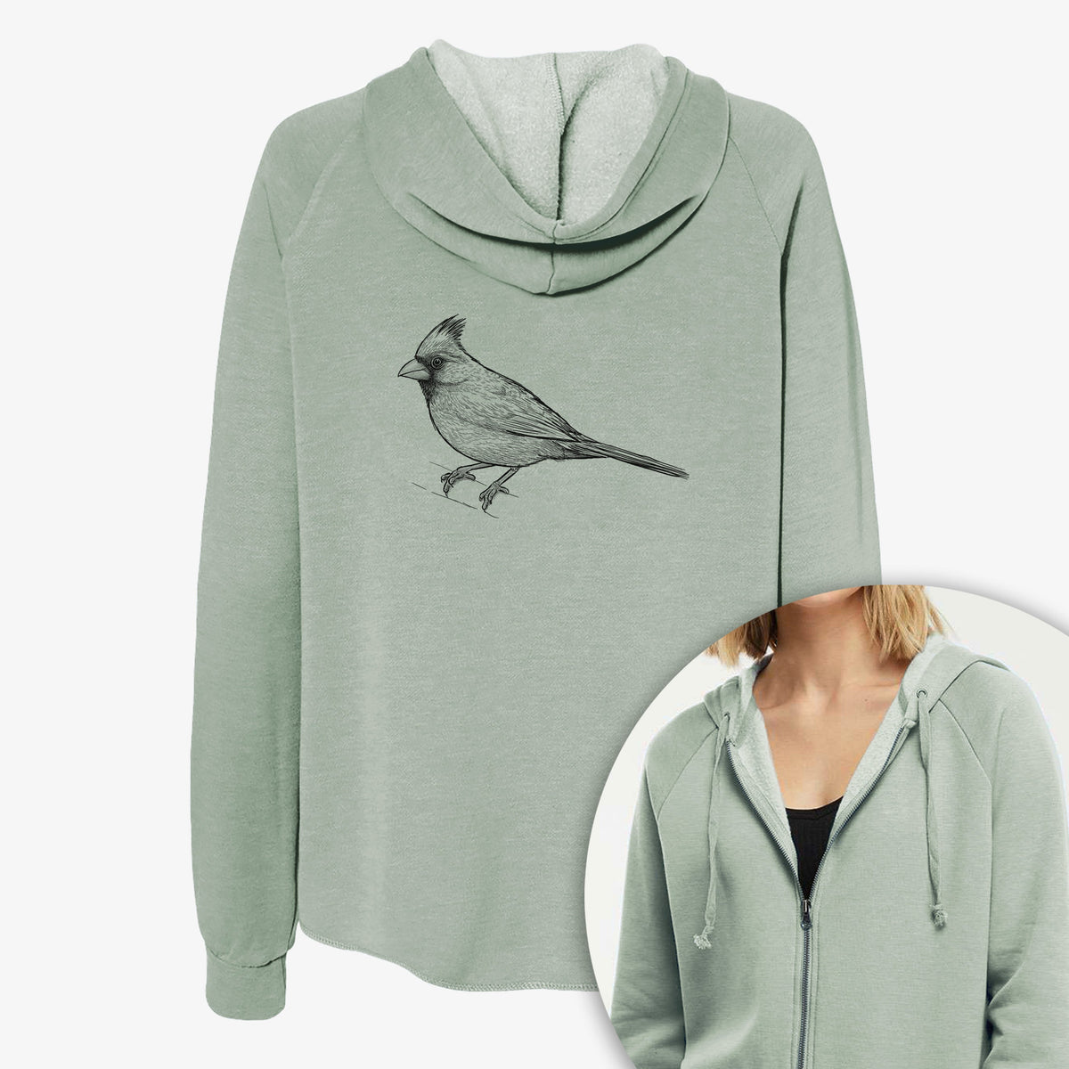 Northern Cardinal - Cardinalis cardinalis - Women's Cali Wave Zip-Up Sweatshirt