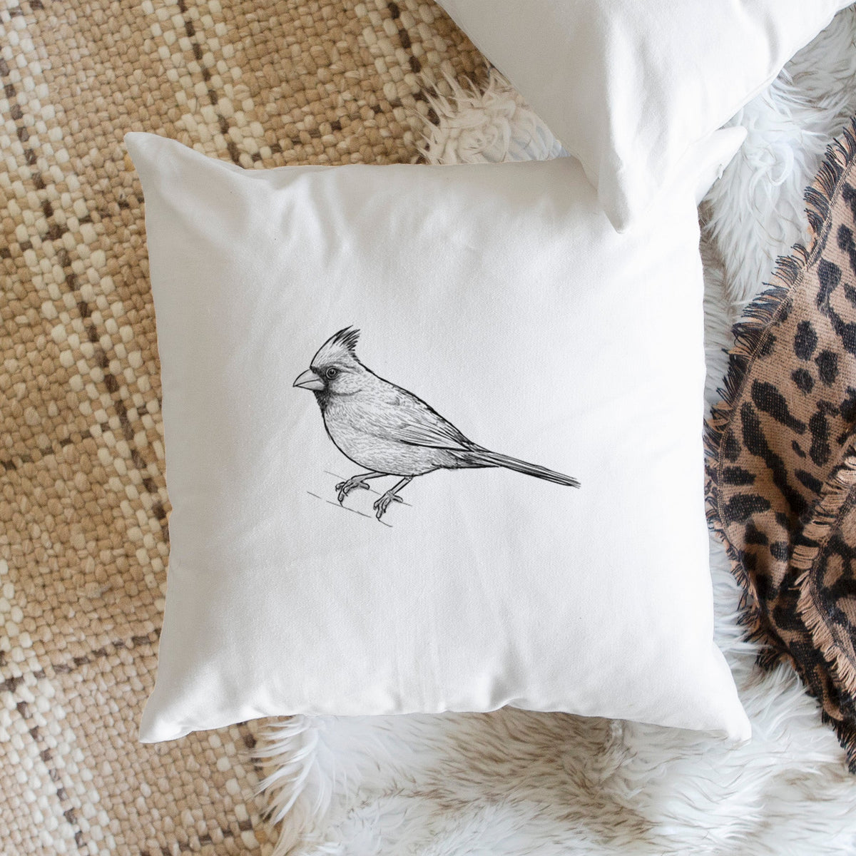 Northern Cardinal - Cardinalis cardinalis - Throw Pillow Cover