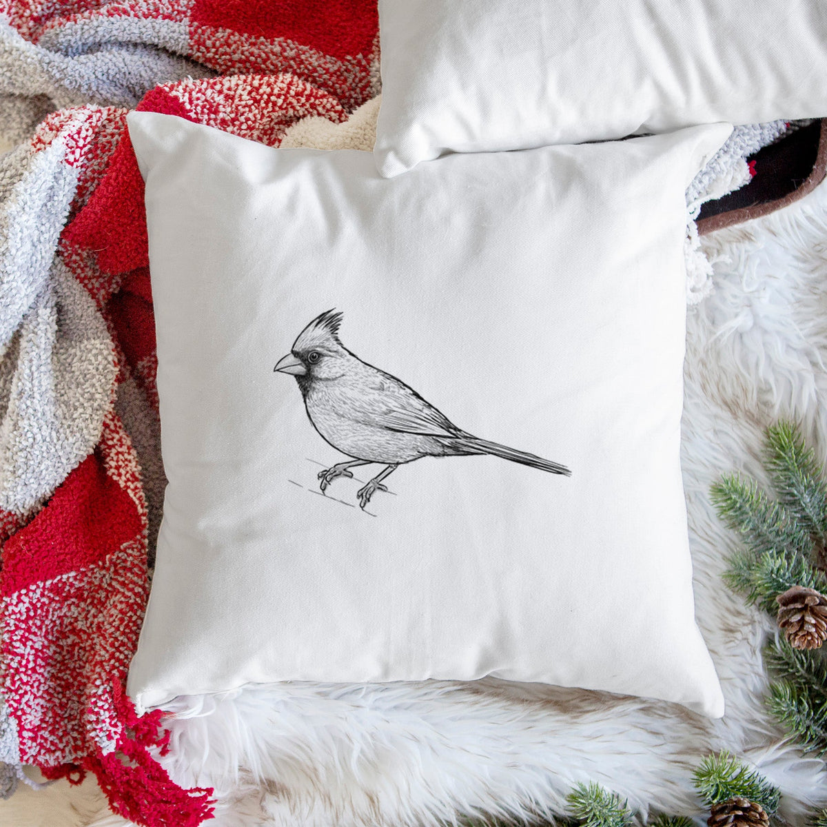 Northern Cardinal - Cardinalis cardinalis - Throw Pillow Cover