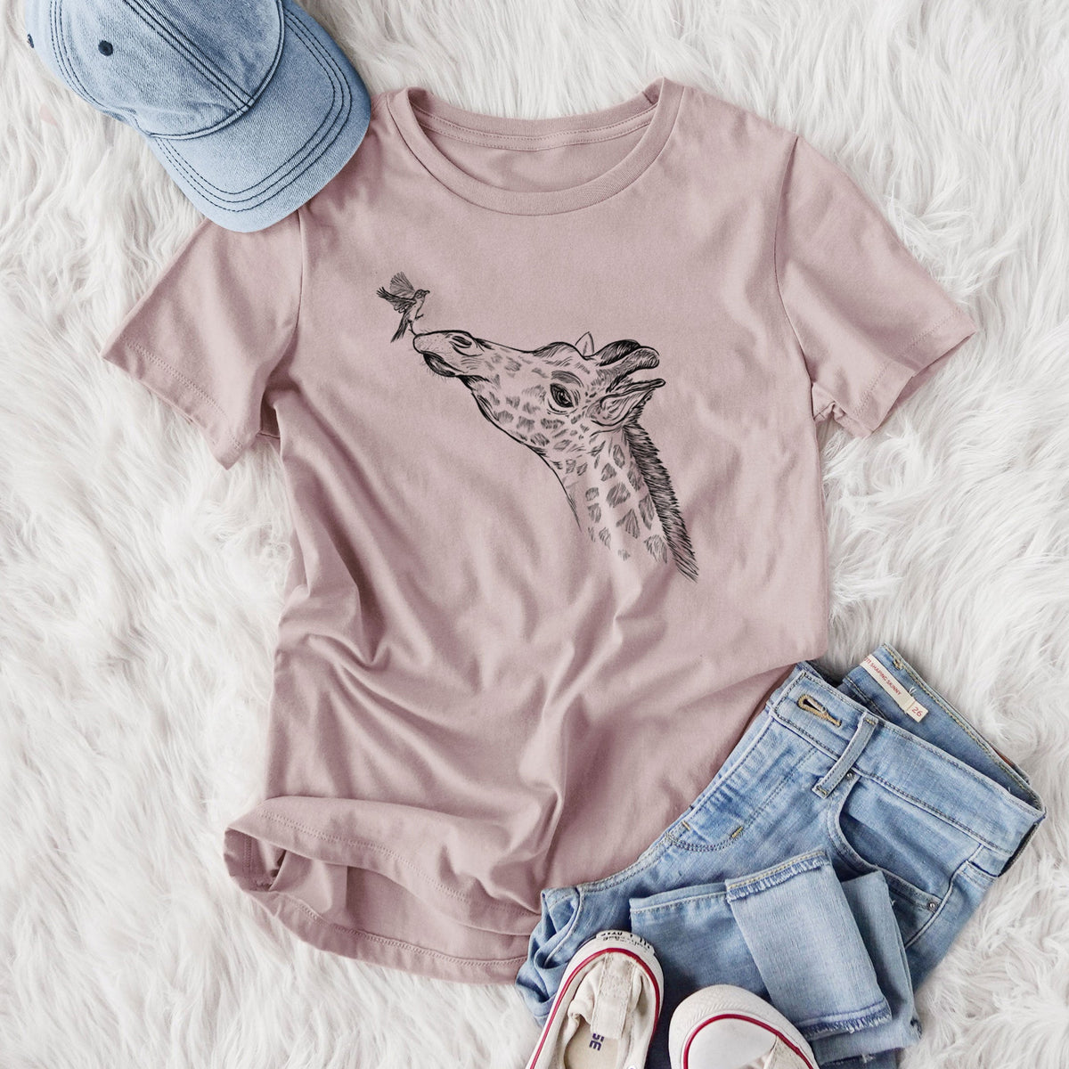 Northern Giraffe - Giraffa camelopardalis - Women's Lightweight Relaxed Fit 100% Cotton Crewneck