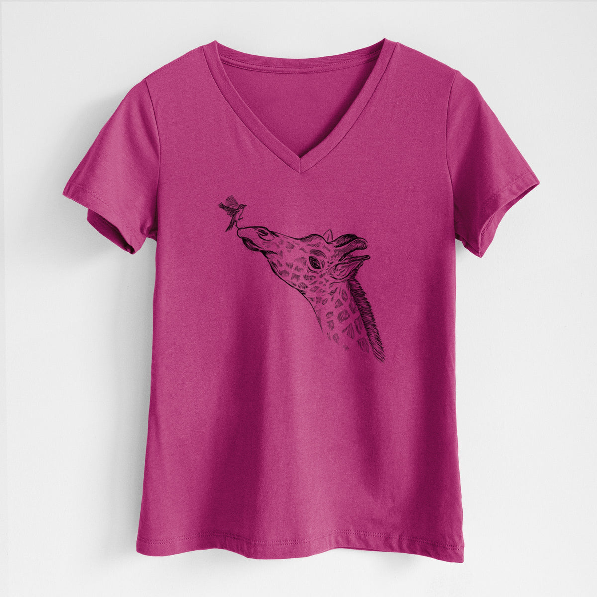 Northern Giraffe - Giraffa camelopardalis - Women's Lightweight Relaxed Fit 100% Cotton V-neck