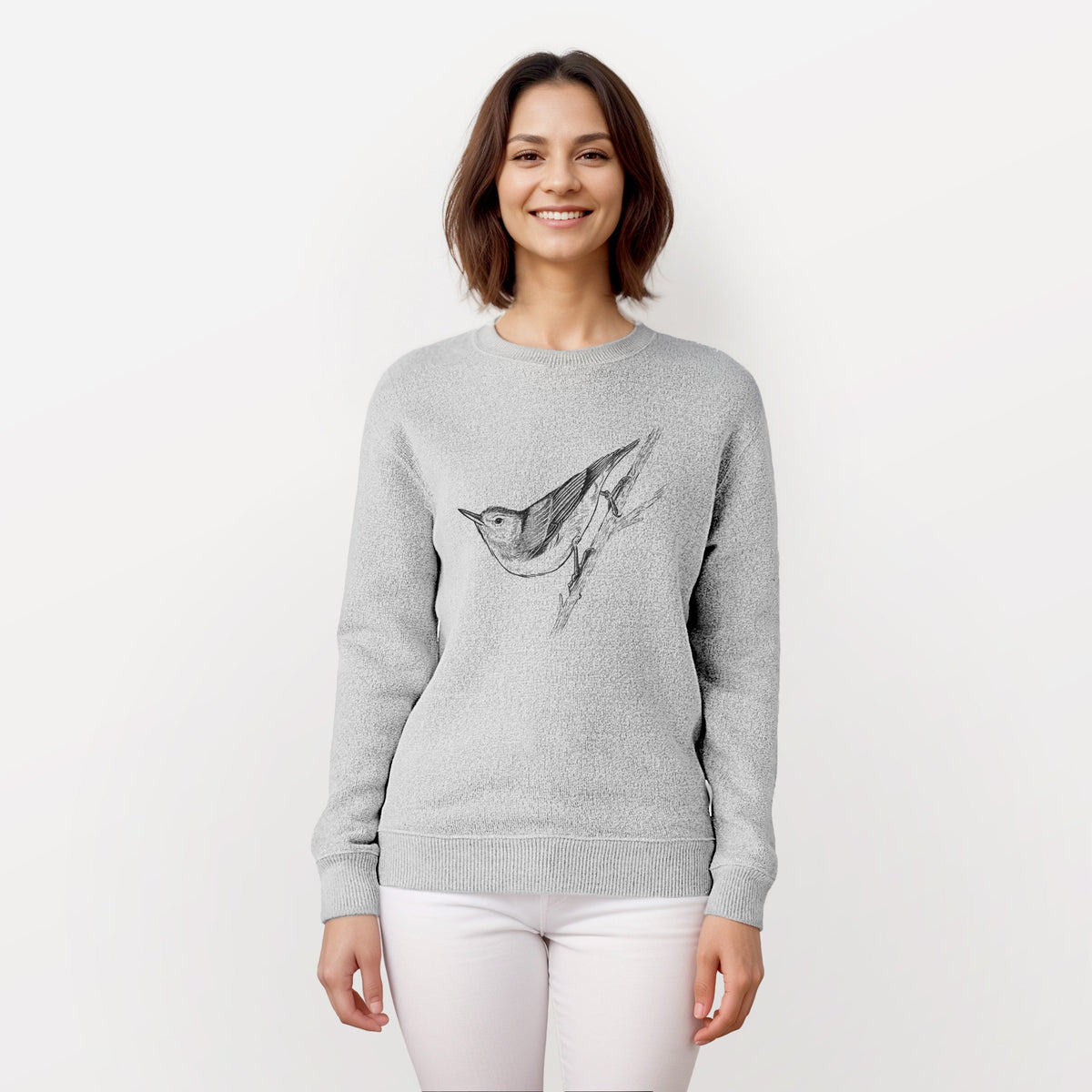 White-breasted Nuthatch - Sitta carolinensis - Knit Sweatshirt