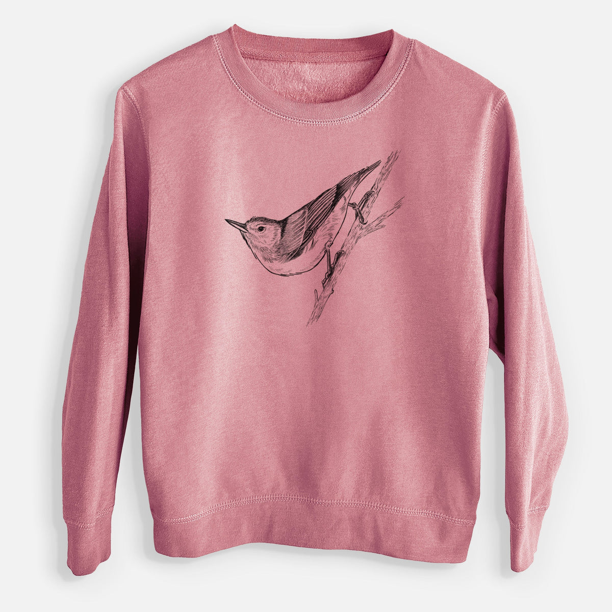 White-breasted Nuthatch - Sitta carolinensis - Youth Lightweight Crewneck Sweatshirt