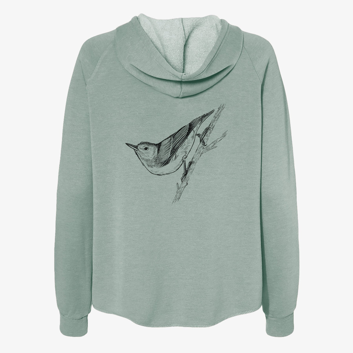White-breasted Nuthatch - Sitta carolinensis - Women's Cali Wave Zip-Up Sweatshirt