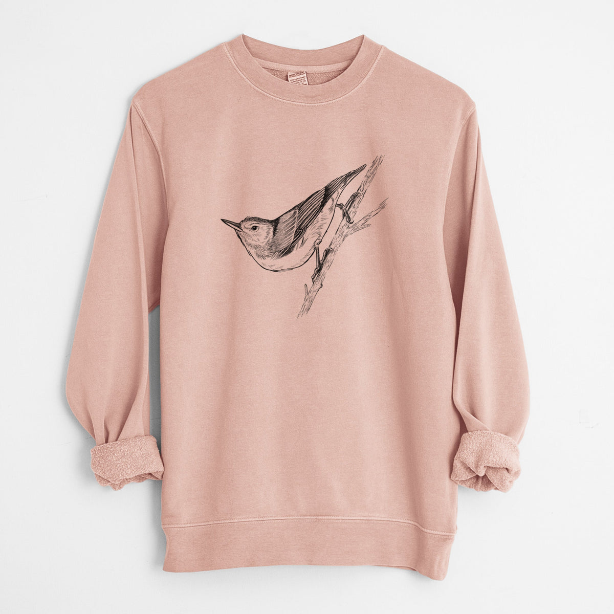 White-breasted Nuthatch - Sitta carolinensis - Unisex Pigment Dyed Crew Sweatshirt