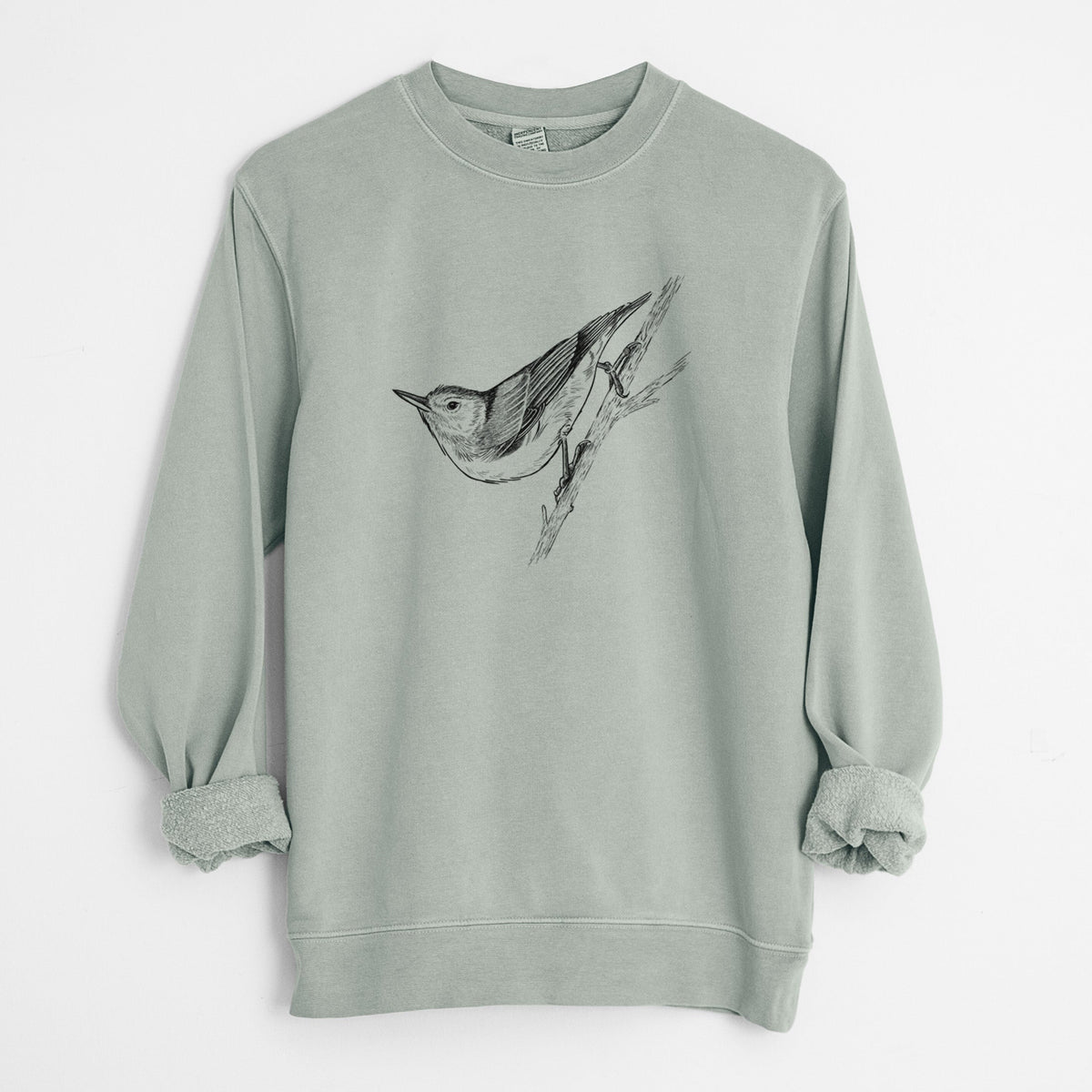 White-breasted Nuthatch - Sitta carolinensis - Unisex Pigment Dyed Crew Sweatshirt