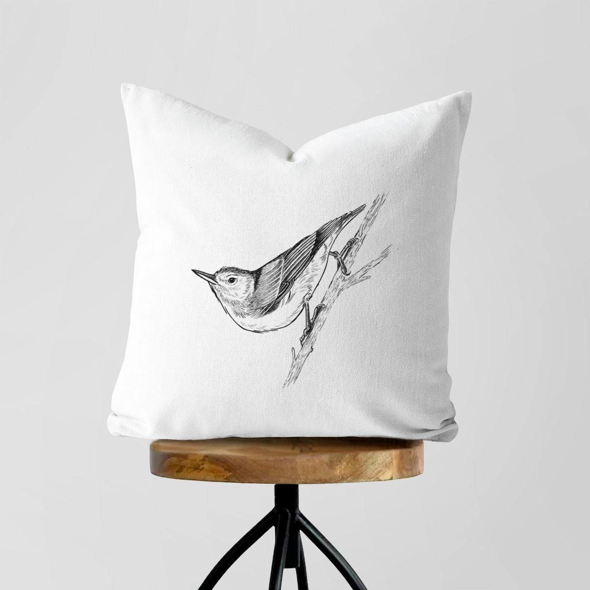 White-breasted Nuthatch - Sitta carolinensis - Throw Pillow Cover