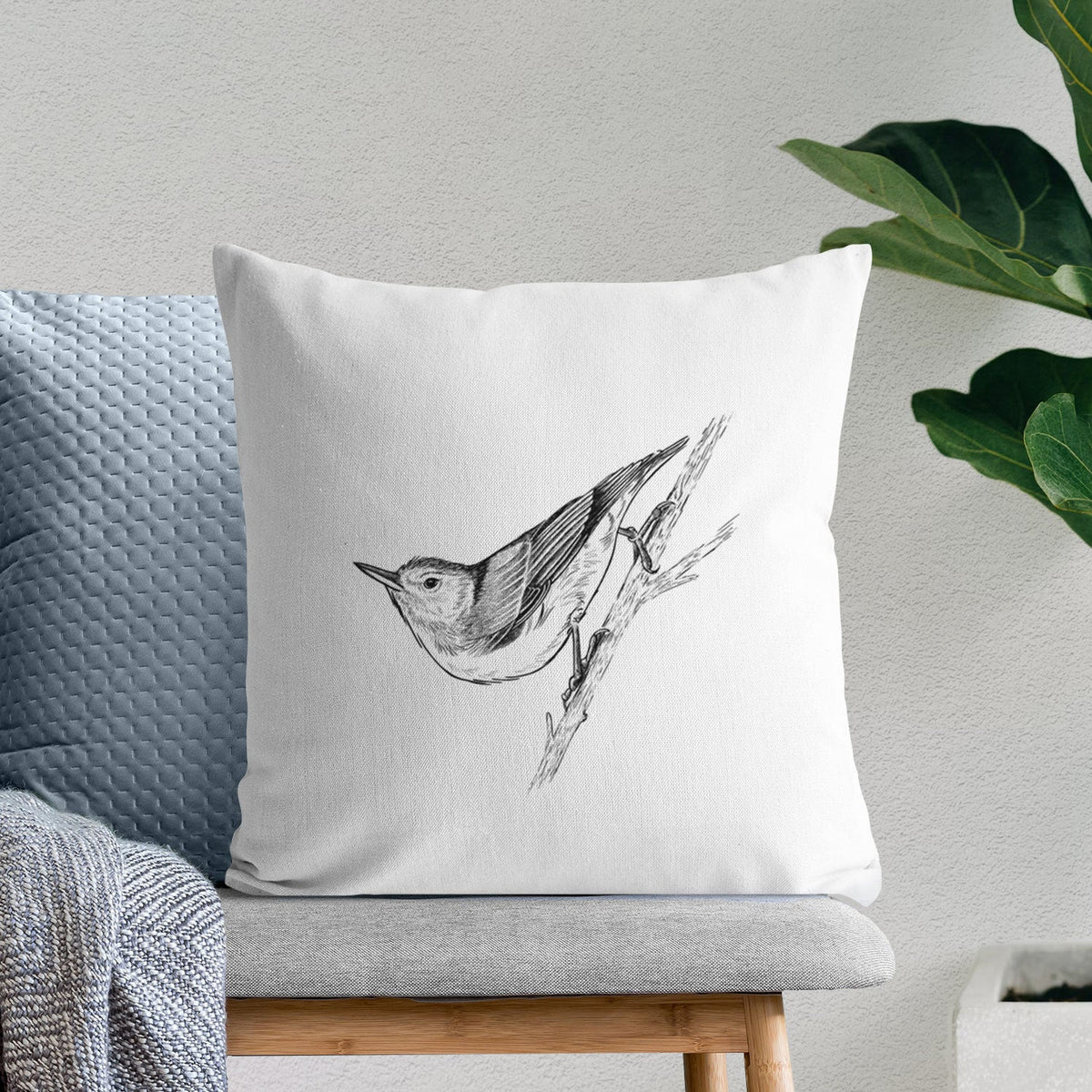 White-breasted Nuthatch - Sitta carolinensis - Throw Pillow Cover