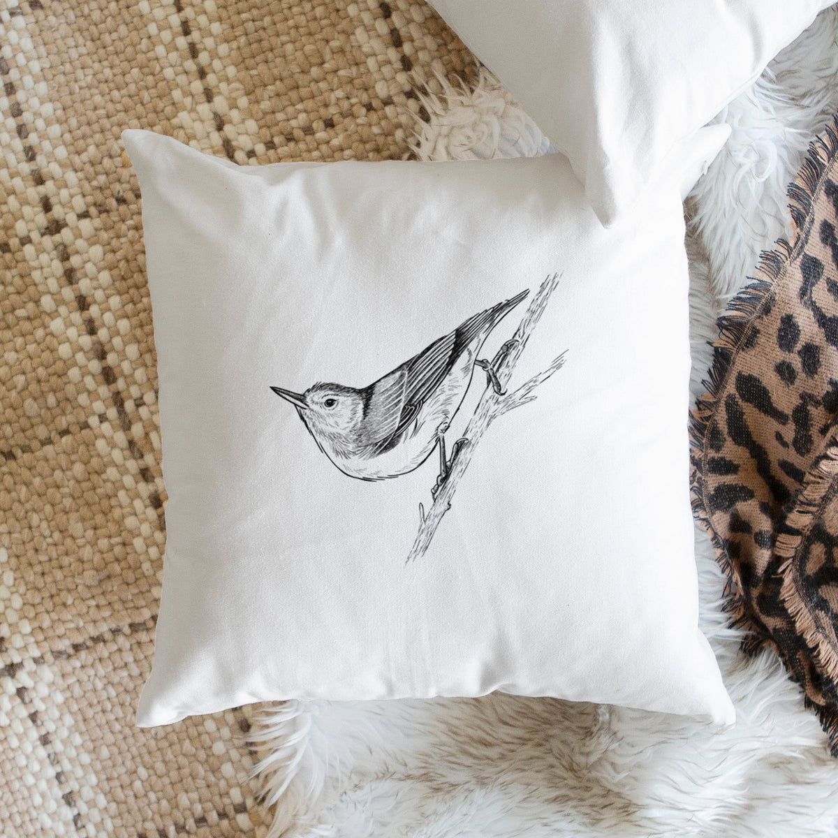 White-breasted Nuthatch - Sitta carolinensis - Throw Pillow Cover
