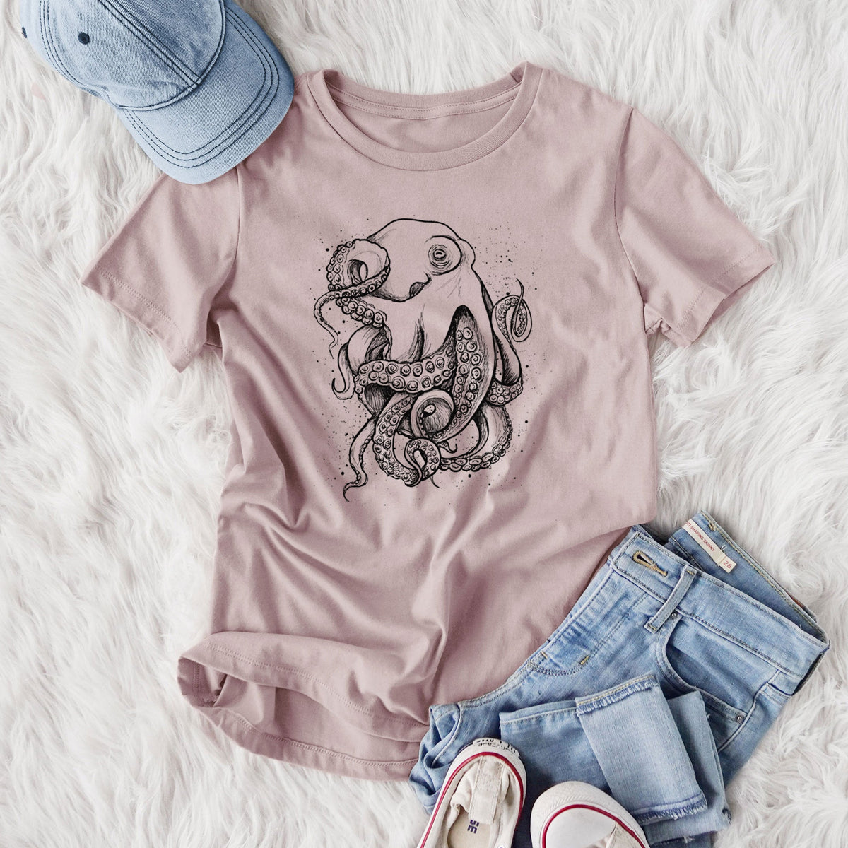 Octopus Vulgaris - Common Octopus - Women's Lightweight Relaxed Fit 100% Cotton Crewneck