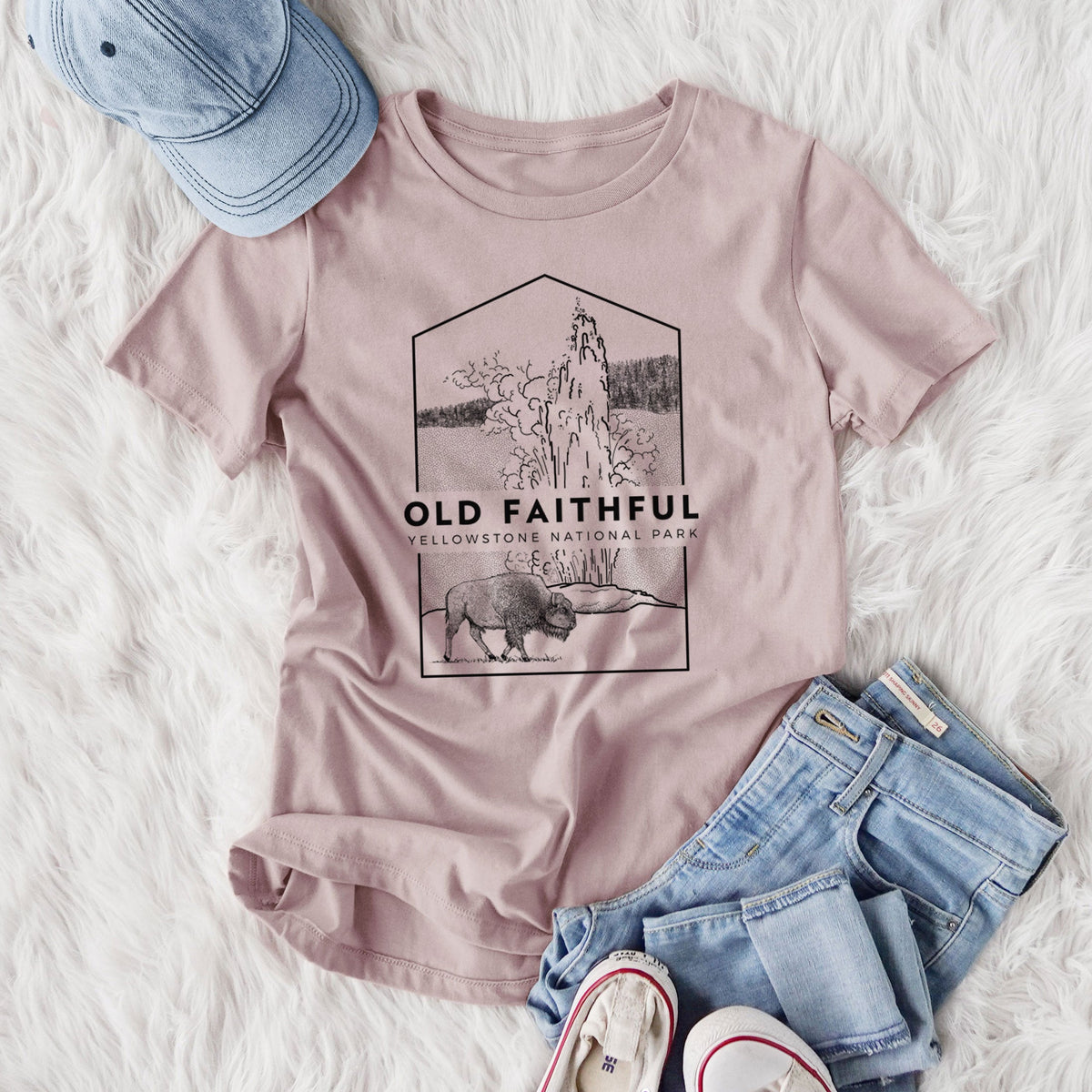 Old Faithful - Yellowstone National Park - Women's Lightweight Relaxed Fit 100% Cotton Crewneck