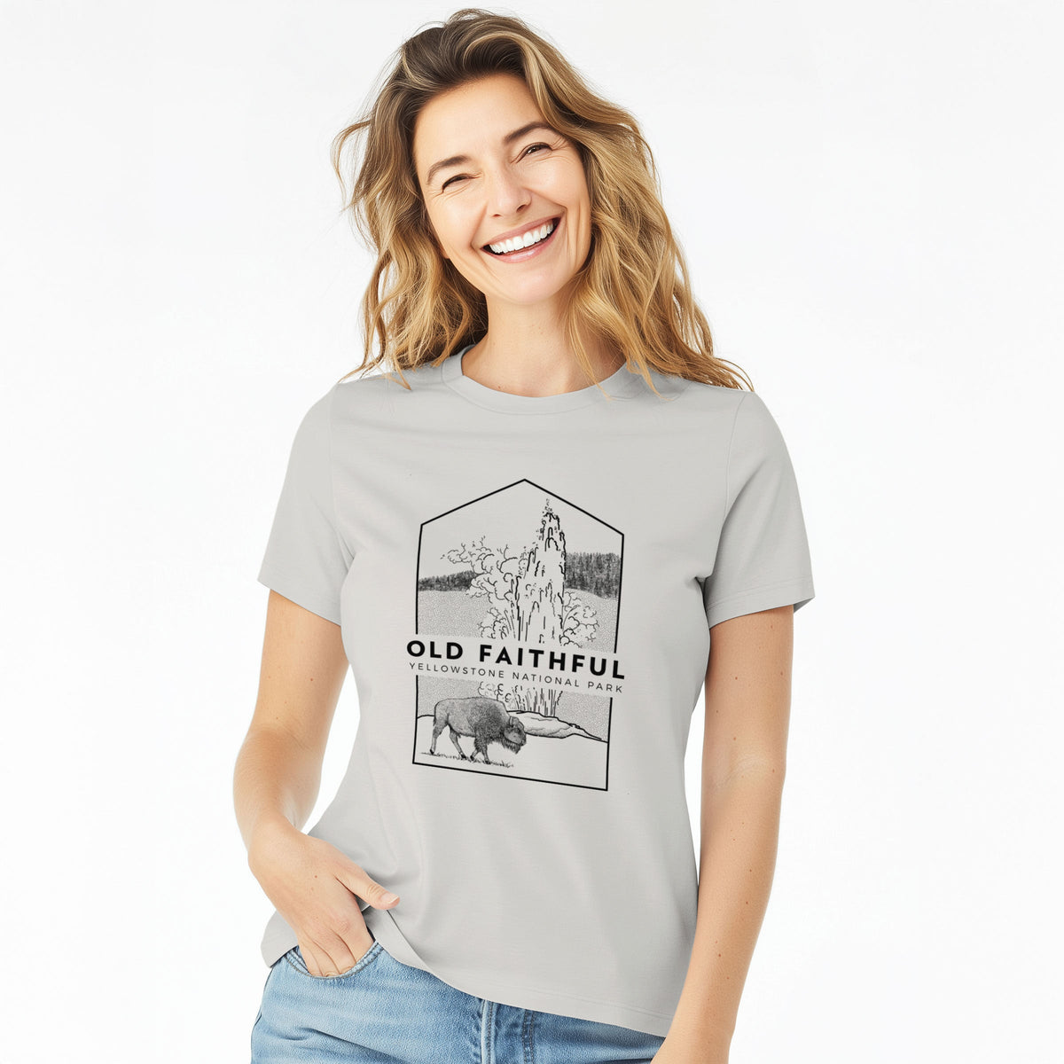 Old Faithful - Yellowstone National Park - Women's Lightweight Relaxed Fit 100% Cotton Crewneck