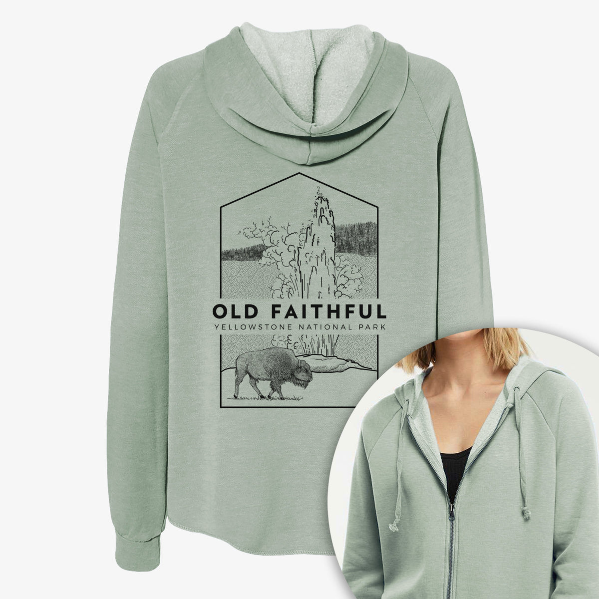 Old Faithful - Yellowstone National Park - Women's Cali Wave Zip-Up Sweatshirt
