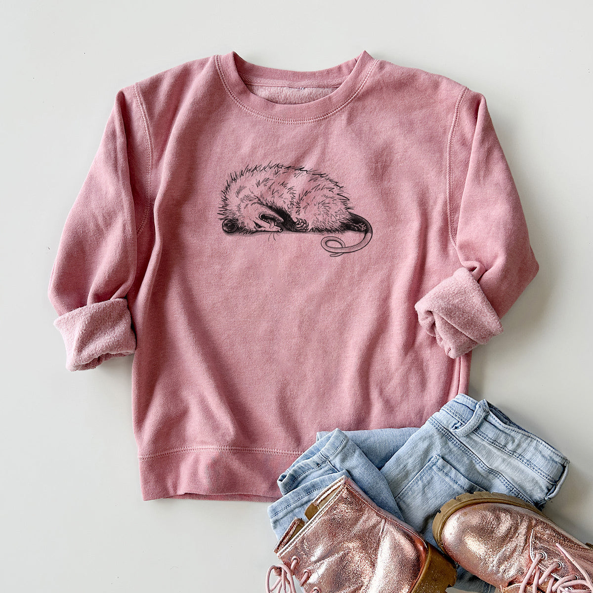 Opossum Playing Dead - Youth Lightweight Crewneck Sweatshirt
