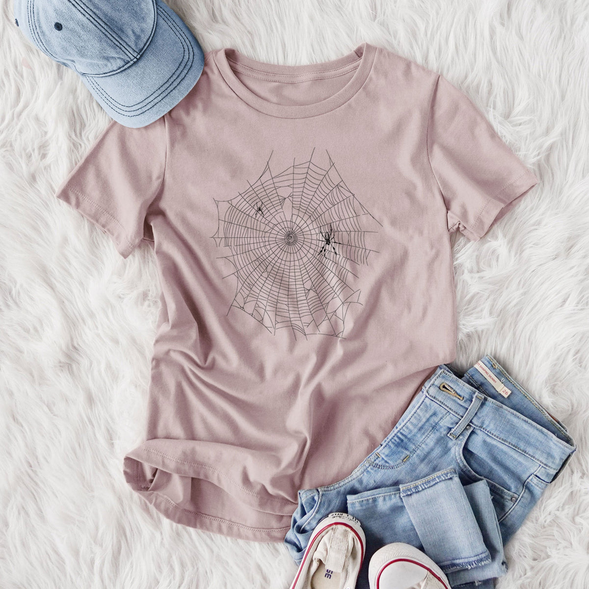 Golden Silk Orb-weaver Spider Web - Trichonephila clavipes - Women's Lightweight Relaxed Fit 100% Cotton Crewneck