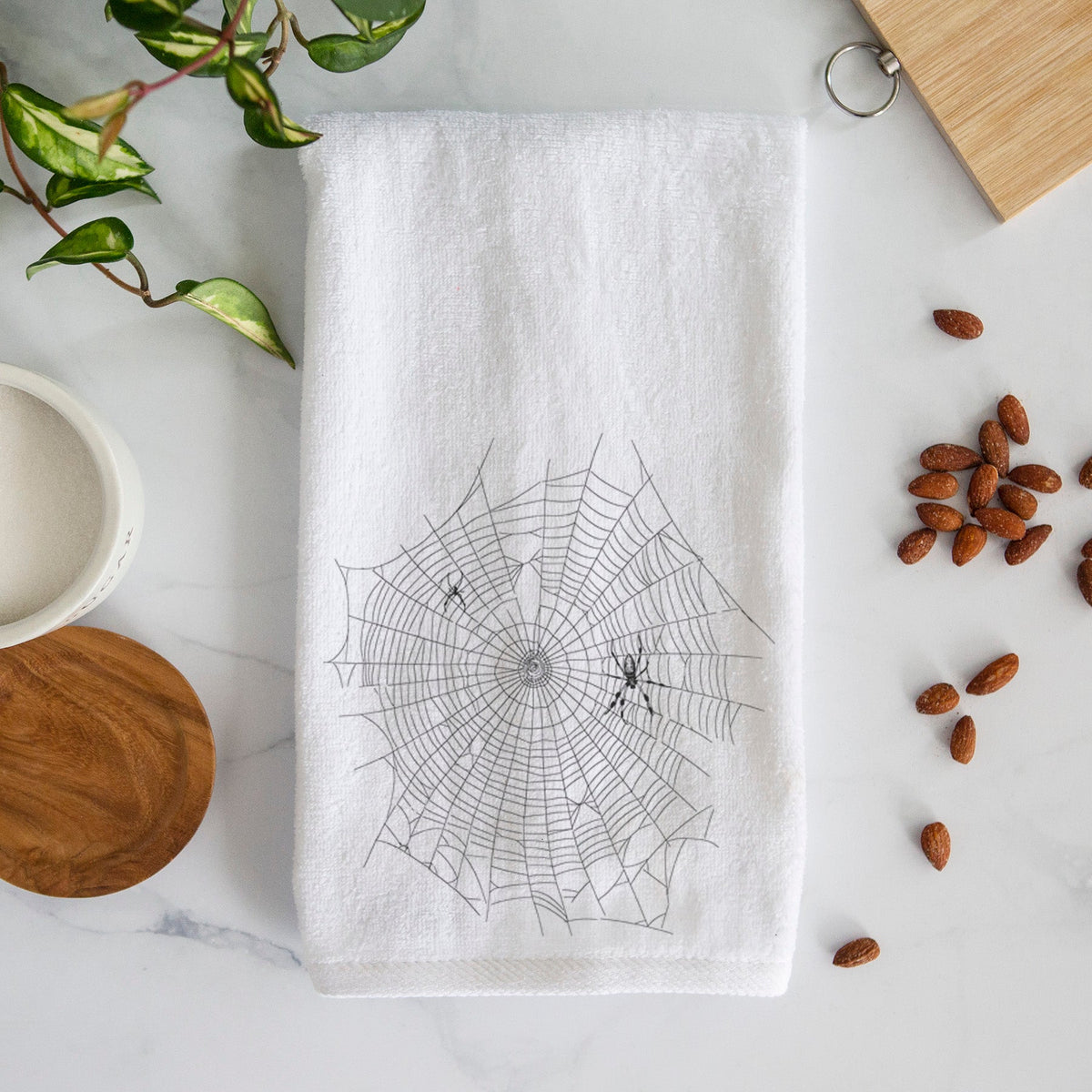 Golden Silk Orb-weaver Spider Web - Trichonephila clavipes Premium Decorative Hand Towel