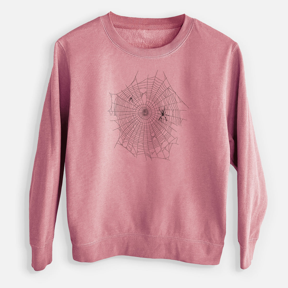 Golden Silk Orb-weaver Spider Web - Trichonephila clavipes - Youth Lightweight Crewneck Sweatshirt