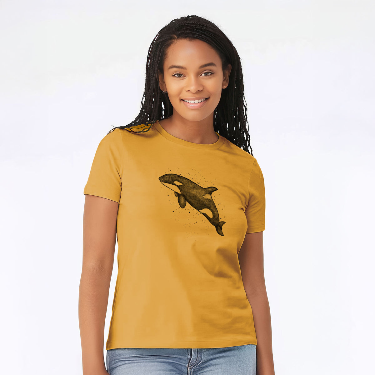 Orca Whale - Women's Lightweight Relaxed Fit 100% Cotton Crewneck