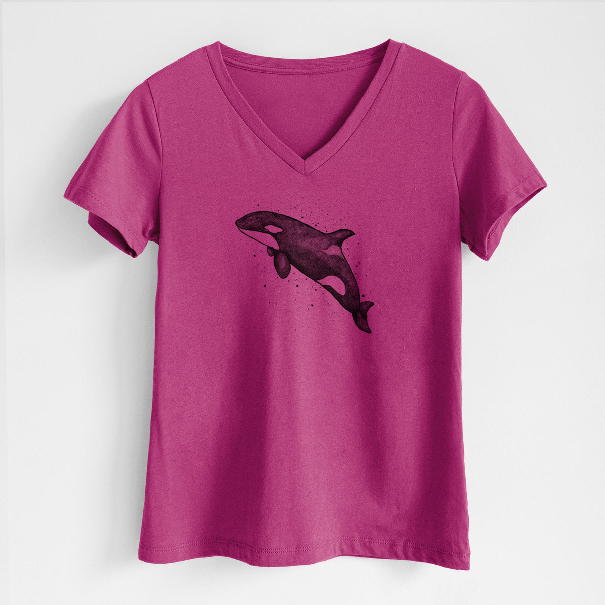 Orca Whale - Women's Lightweight Relaxed Fit 100% Cotton V-neck
