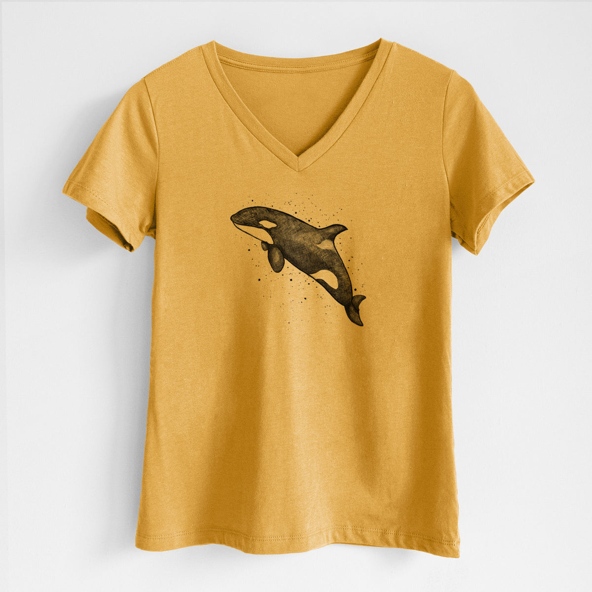 Orca Whale - Women's Lightweight Relaxed Fit 100% Cotton V-neck