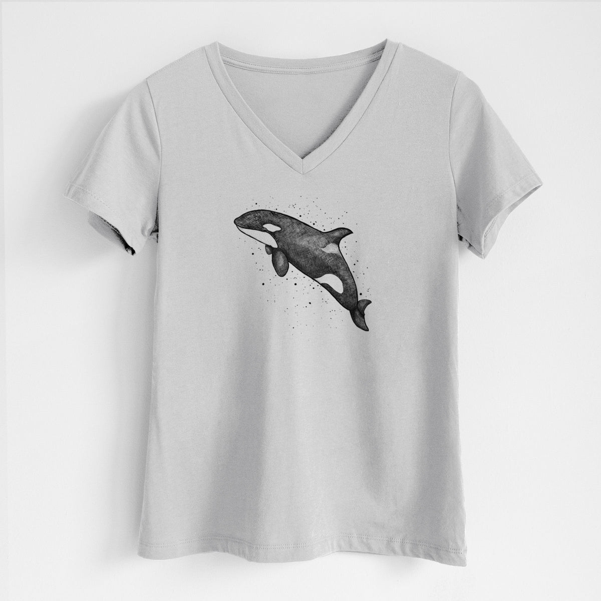 Orca Whale - Women's Lightweight Relaxed Fit 100% Cotton V-neck