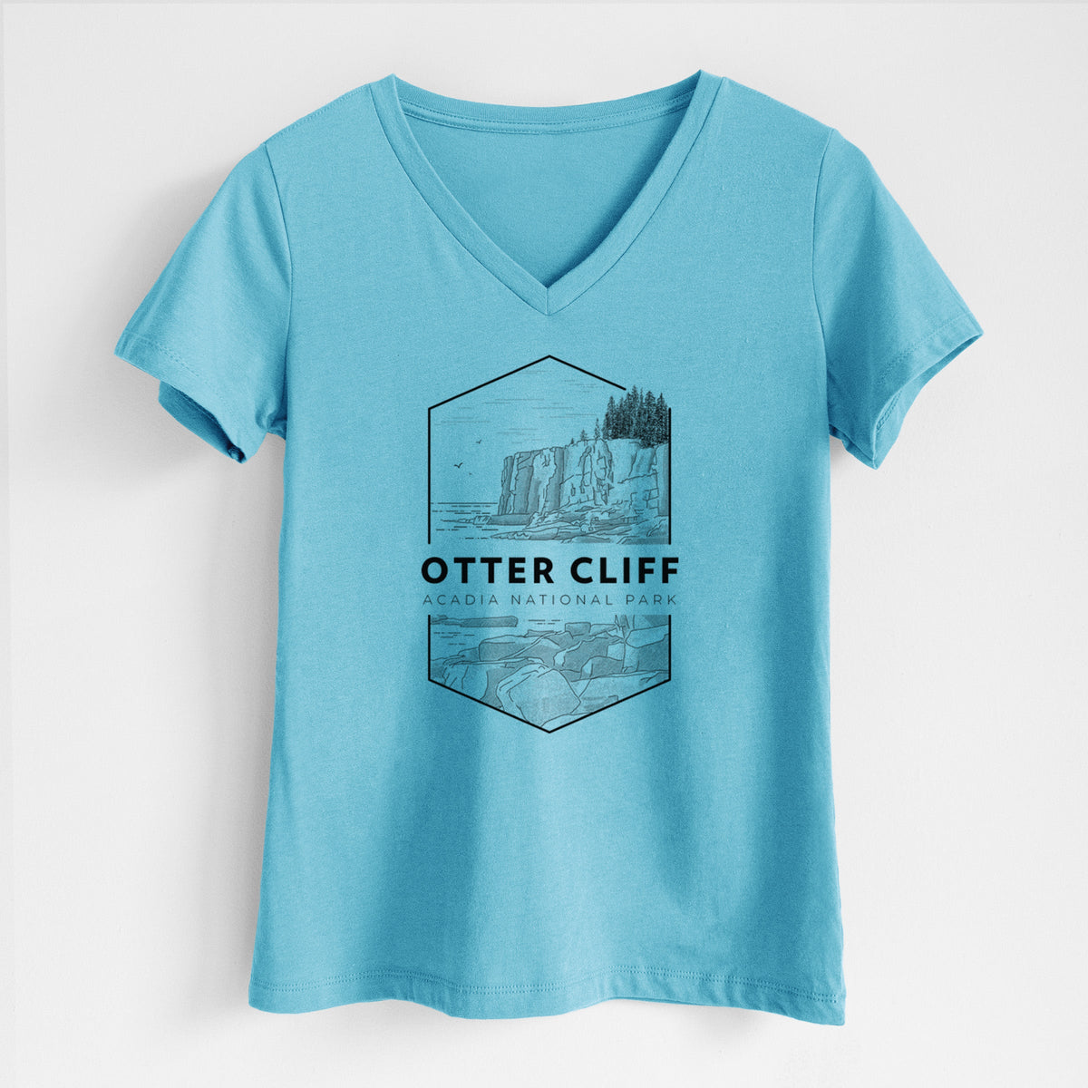 Otter Cliff - Acadia National Park - Women's Lightweight Relaxed Fit 100% Cotton V-neck