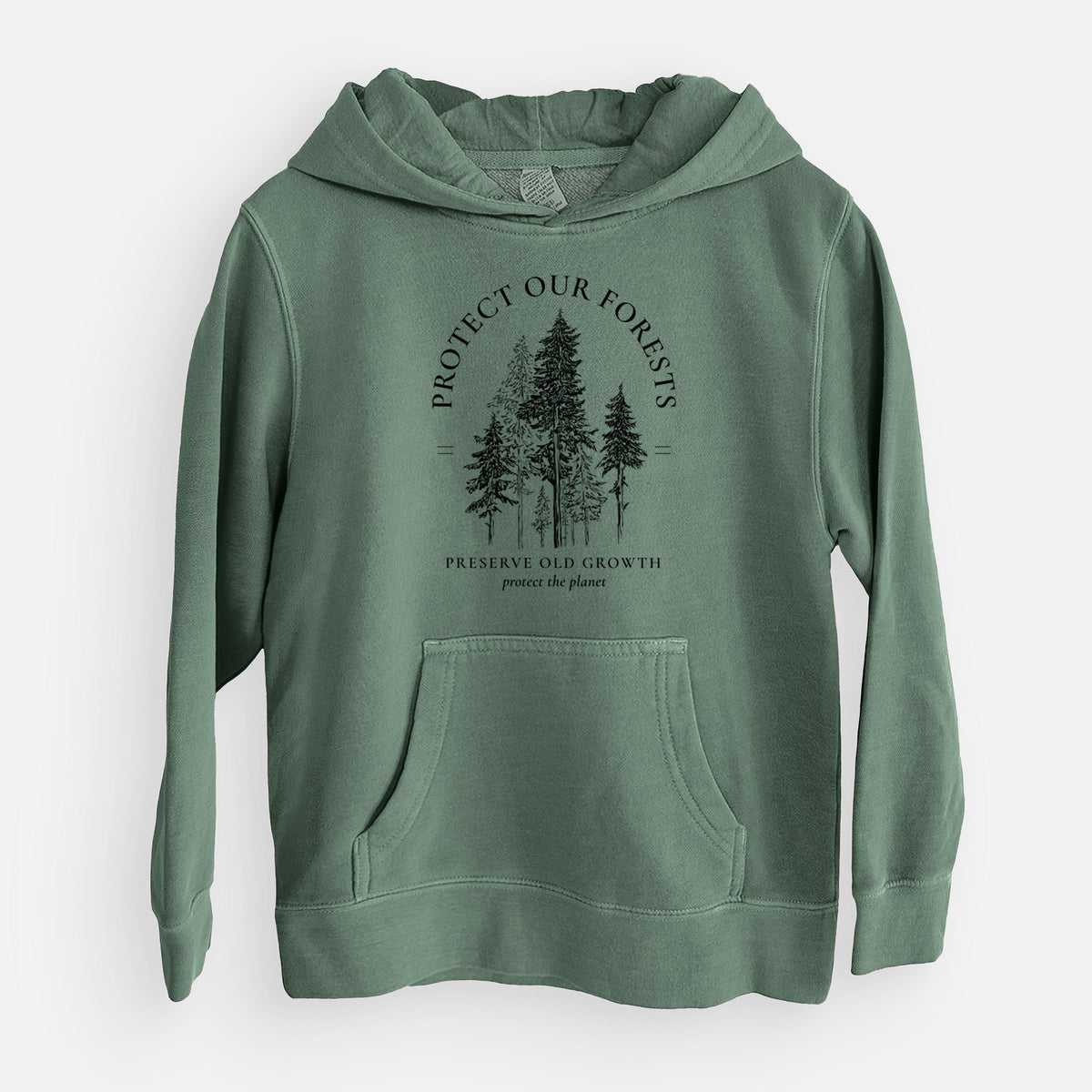 Protect our Forests - Preserve Old Growth - Youth Pigment Dyed Hoodie