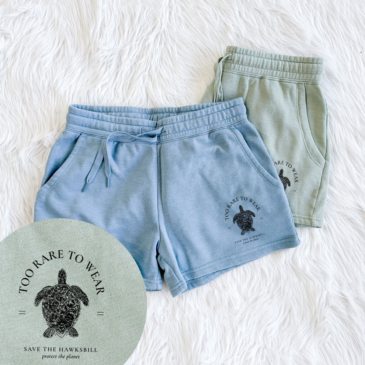 Too Rare to Wear - Save the Hawksbill - Women's Cali Wave Shorts