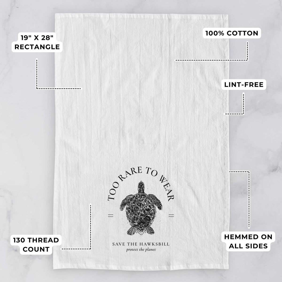 Too Rare to Wear - Save the Hawksbill Tea Towel