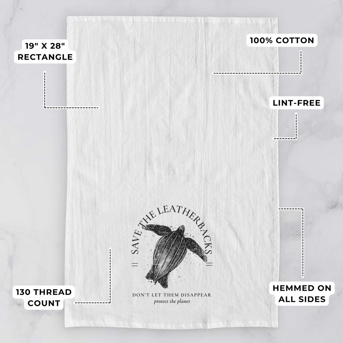 Save the Leatherbacks - Don't Let Them Disappear Tea Towel