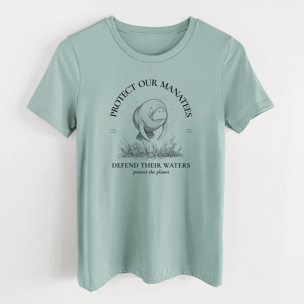 Protect The Manatees - Defend Their Waters - Women's Lightweight Relaxed Fit 100% Cotton Crewneck