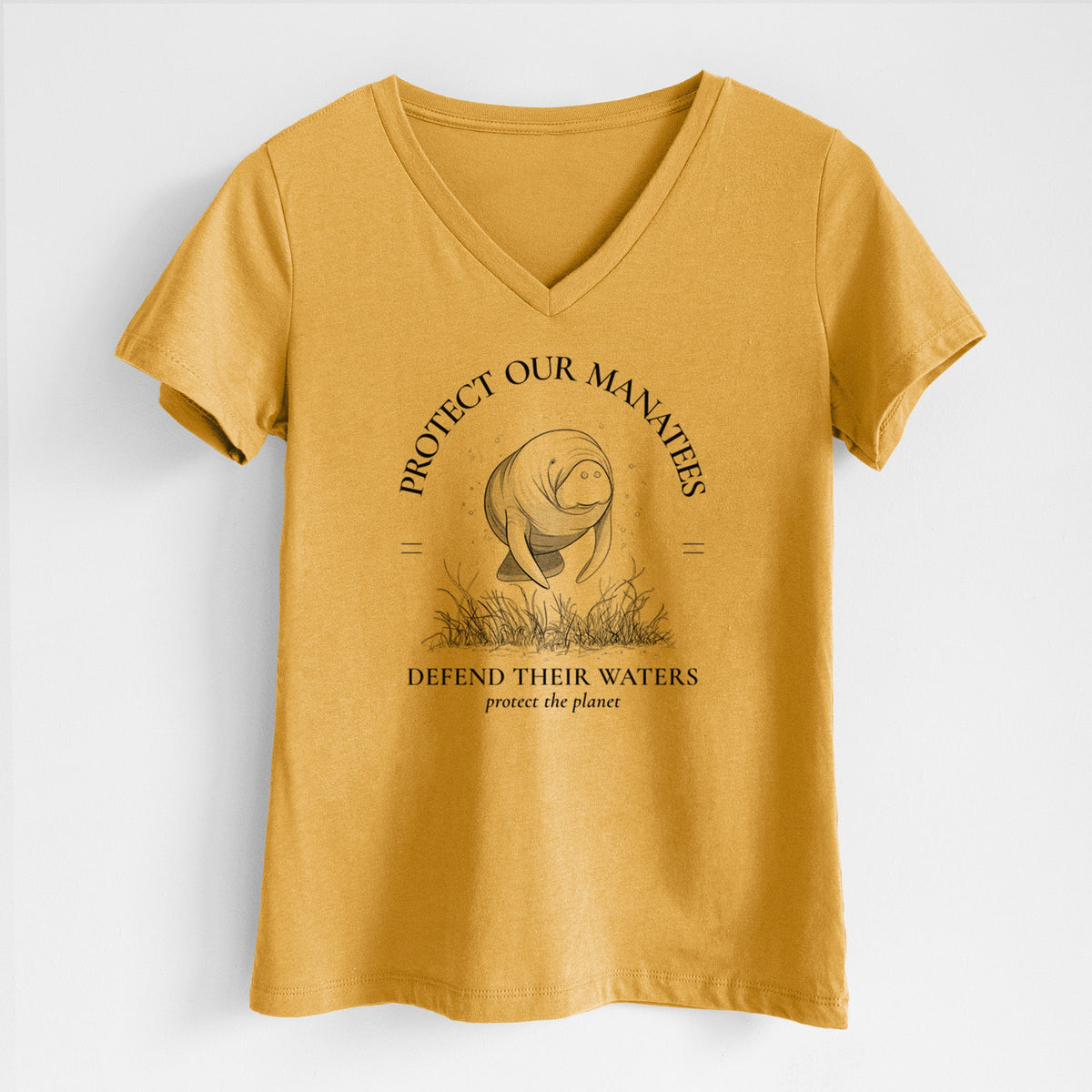 Protect The Manatees - Defend Their Waters - Women's Lightweight Relaxed Fit 100% Cotton V-neck