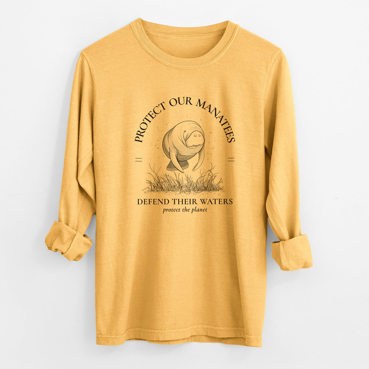 Protect The Manatees - Defend Their Waters - Unisex Comfort Colors 100% Cotton Long Sleeve