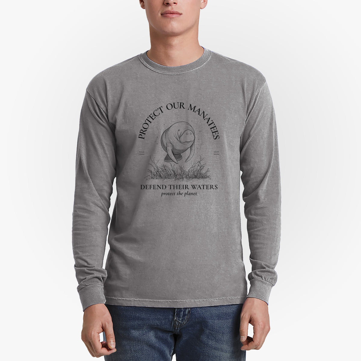 Protect The Manatees - Defend Their Waters - Unisex Comfort Colors 100% Cotton Long Sleeve