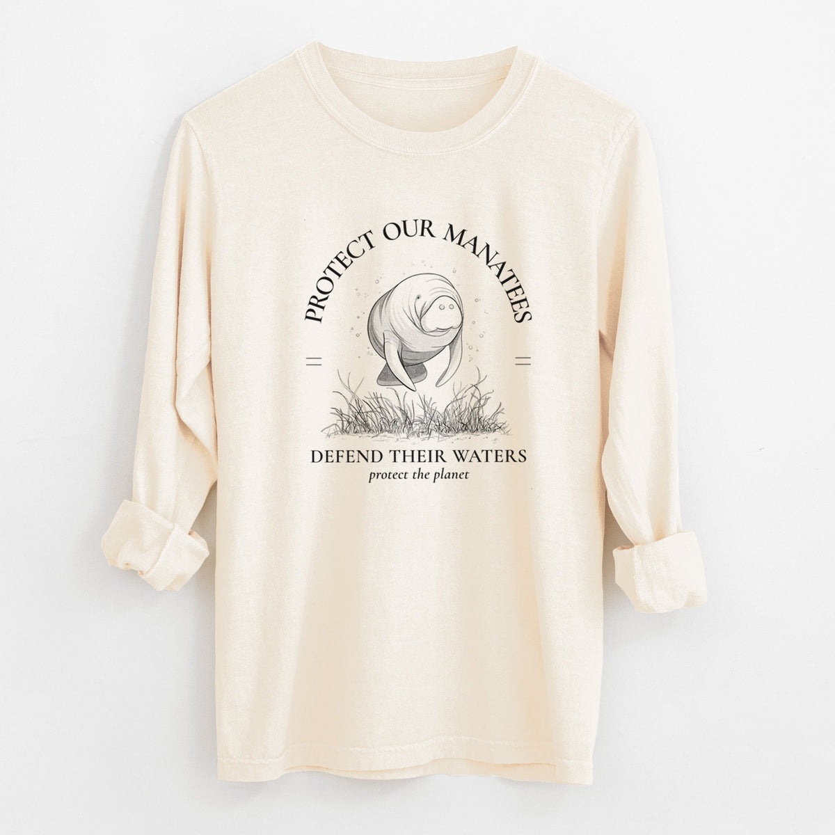 Protect The Manatees - Defend Their Waters - Unisex Comfort Colors 100% Cotton Long Sleeve
