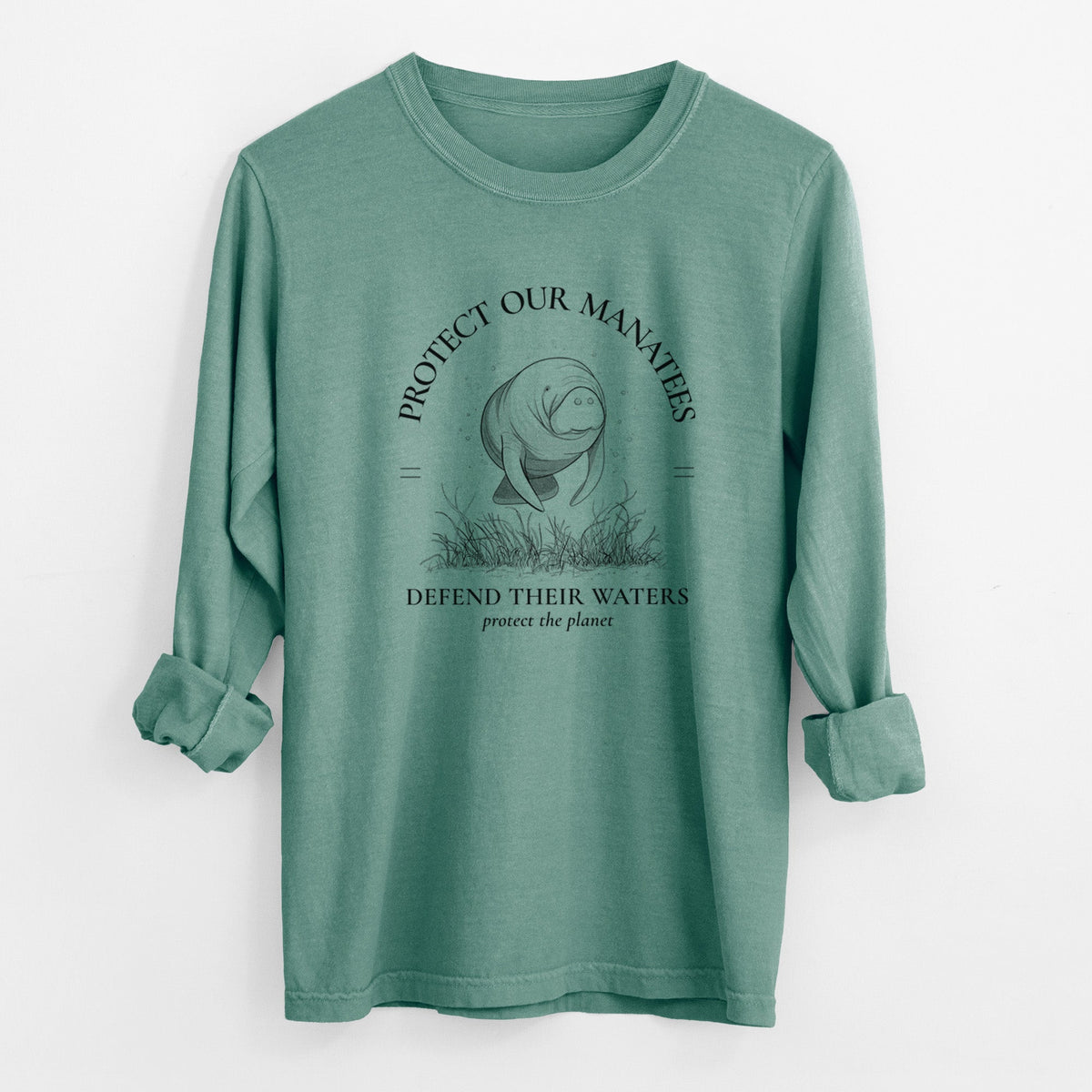 Protect The Manatees - Defend Their Waters - Unisex Comfort Colors 100% Cotton Long Sleeve