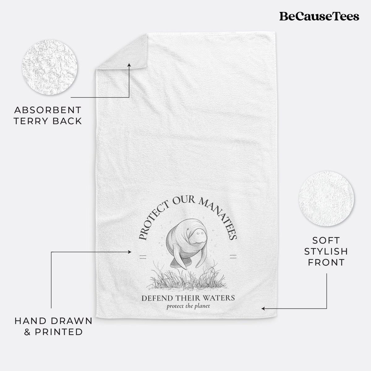 Protect The Manatees - Defend Their Waters Premium Decorative Hand Towel