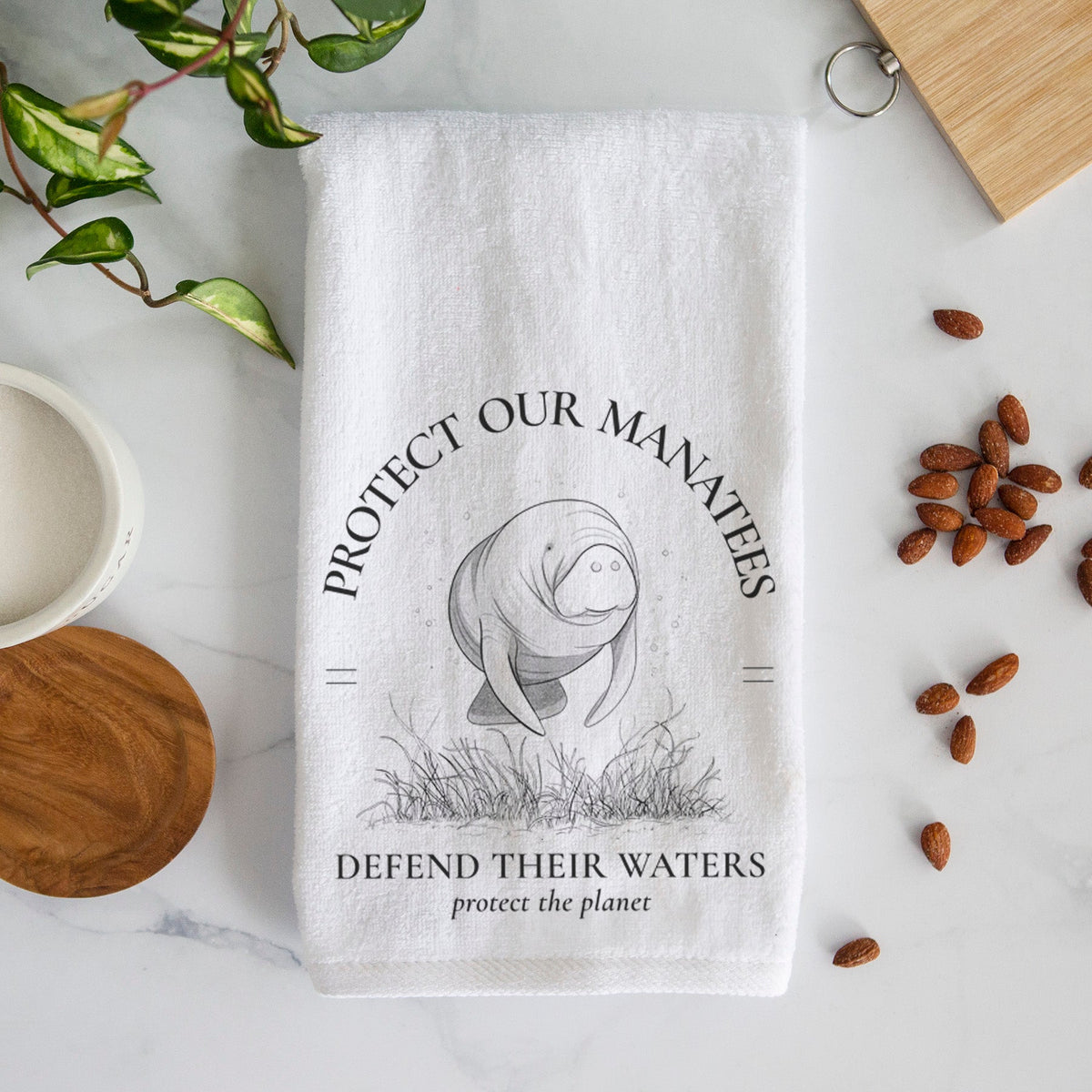 Protect The Manatees - Defend Their Waters Premium Decorative Hand Towel
