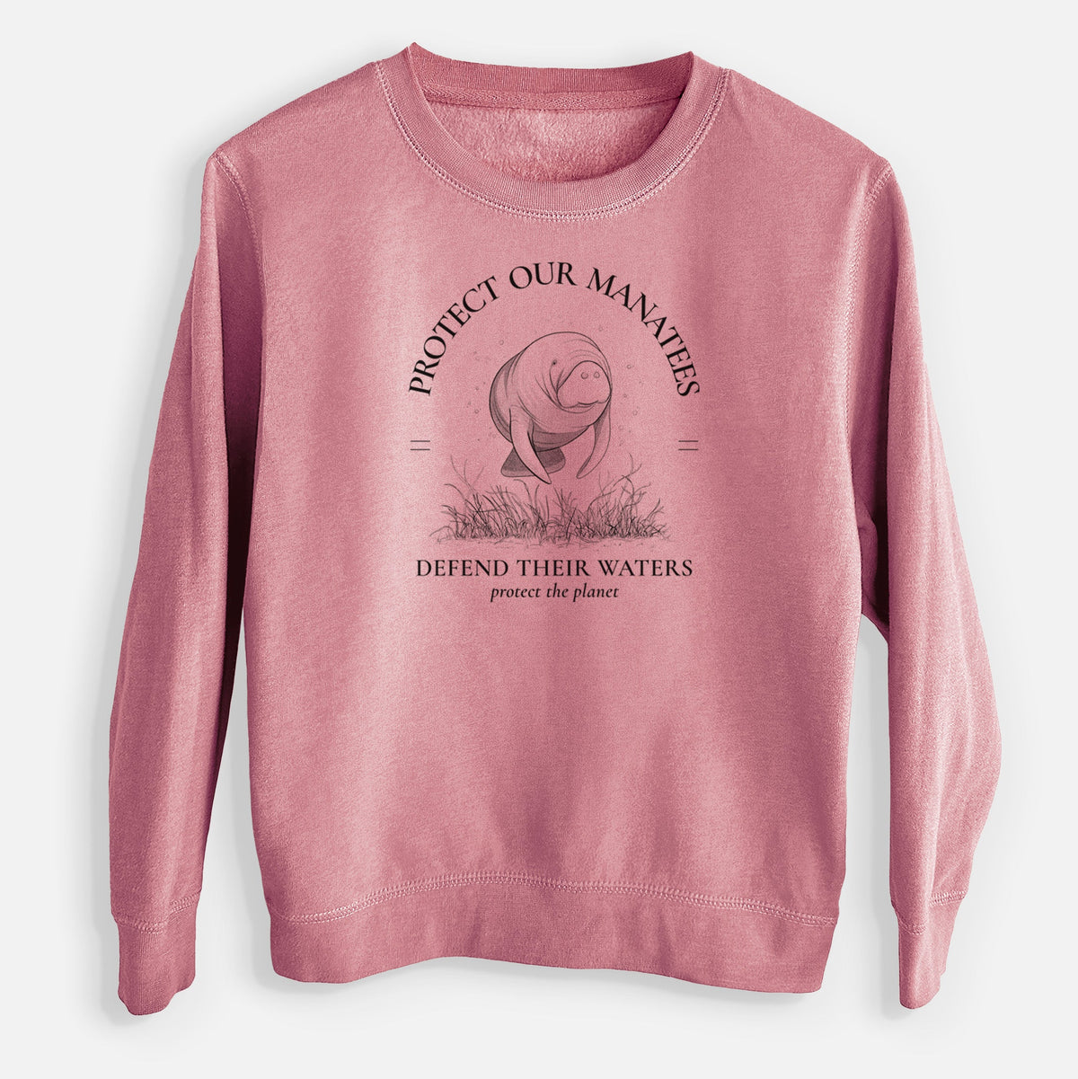 Protect The Manatees - Defend Their Waters - Youth Lightweight Crewneck Sweatshirt