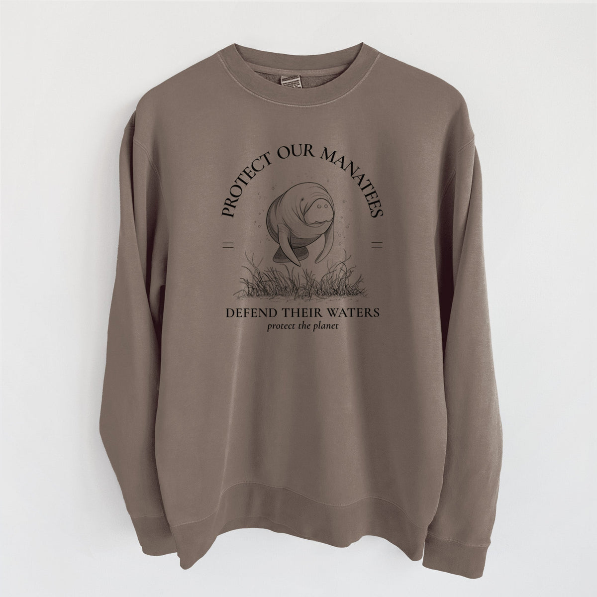 Protect The Manatees - Defend Their Waters - Unisex Pigment Dyed Crew Sweatshirt